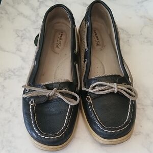 Sperry Women's Black and Tan Leather Loafers - Size 8